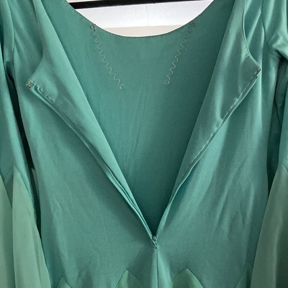 Vintage 1960’s custom teal chiffon evening gown - Picture 6 of 8